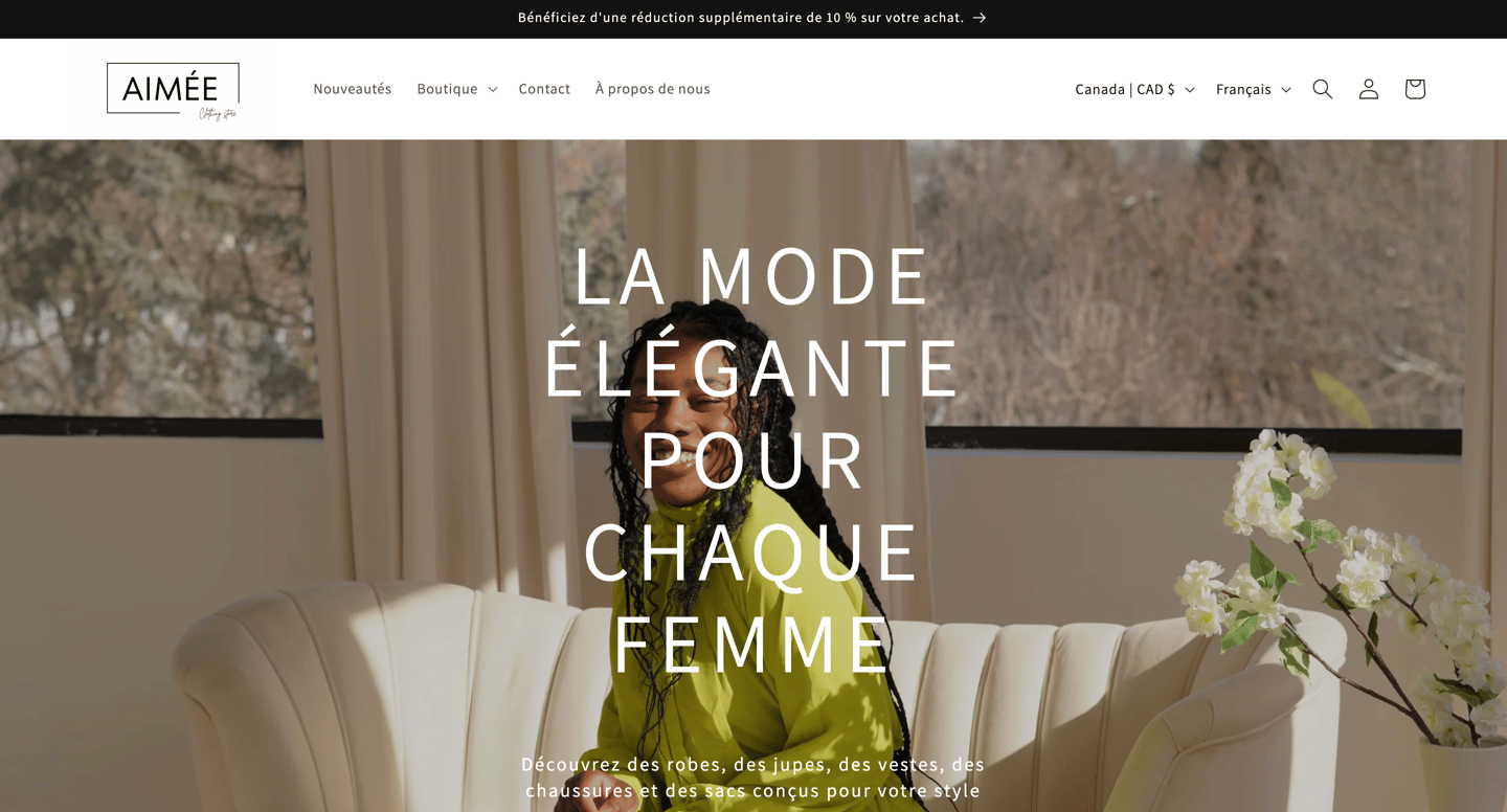 Aimée Boutique website preview